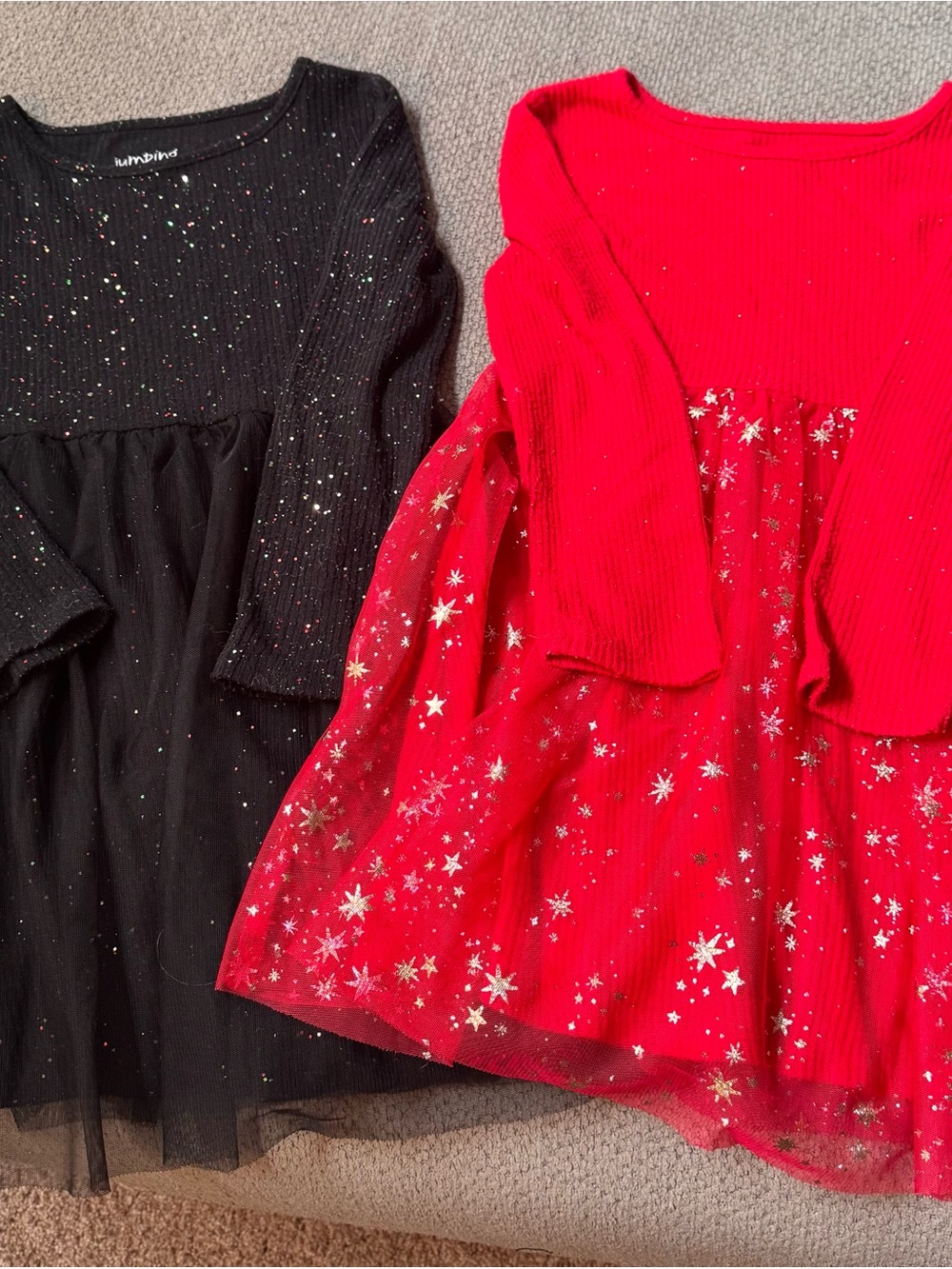 jumping beans Red and Black Glitter Star Tulle Dresses
